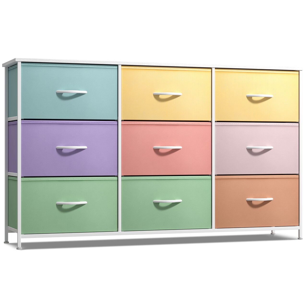Sorbus 9 Drawers Dresser- Storage Unit with Steel Frame, Wood Top, Fabric Bins - for Bedroom, Closet, Office and more